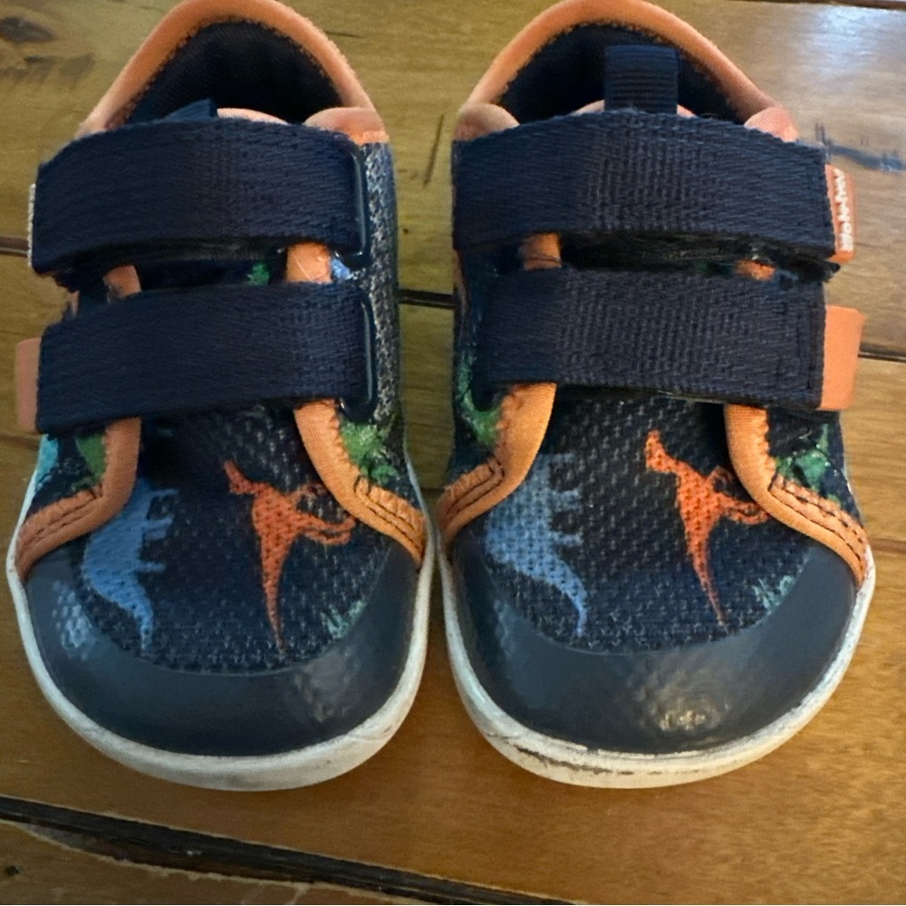 Kids Dinosaur Sneakers - Navy and Orange